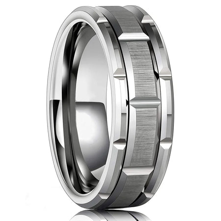 Modern Men 8MM Stainless Steel Ring Silver Color Brushed Double Groove Pattern Men'S Wedding Ring Party Jewelry for Women Gift