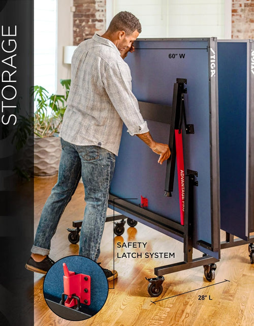 Load image into Gallery viewer, Advantage Professional Table Tennis Tables - Competition Indoor Design with Net &amp; Post - 10 Minute Easy Assembly Ping-Pong Table with Single Player Playback and Compact Storage
