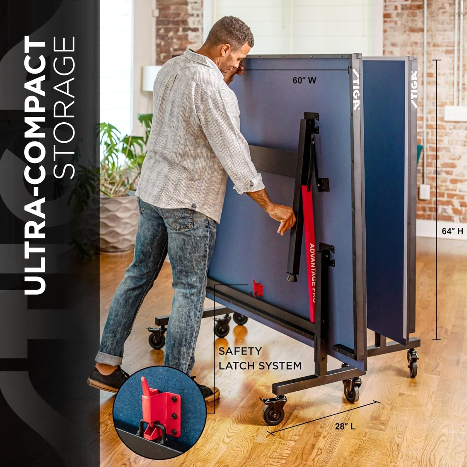Advantage Professional Table Tennis Tables - Competition Indoor Design with Net & Post - 10 Minute Easy Assembly Ping-Pong Table with Single Player Playback and Compact Storage