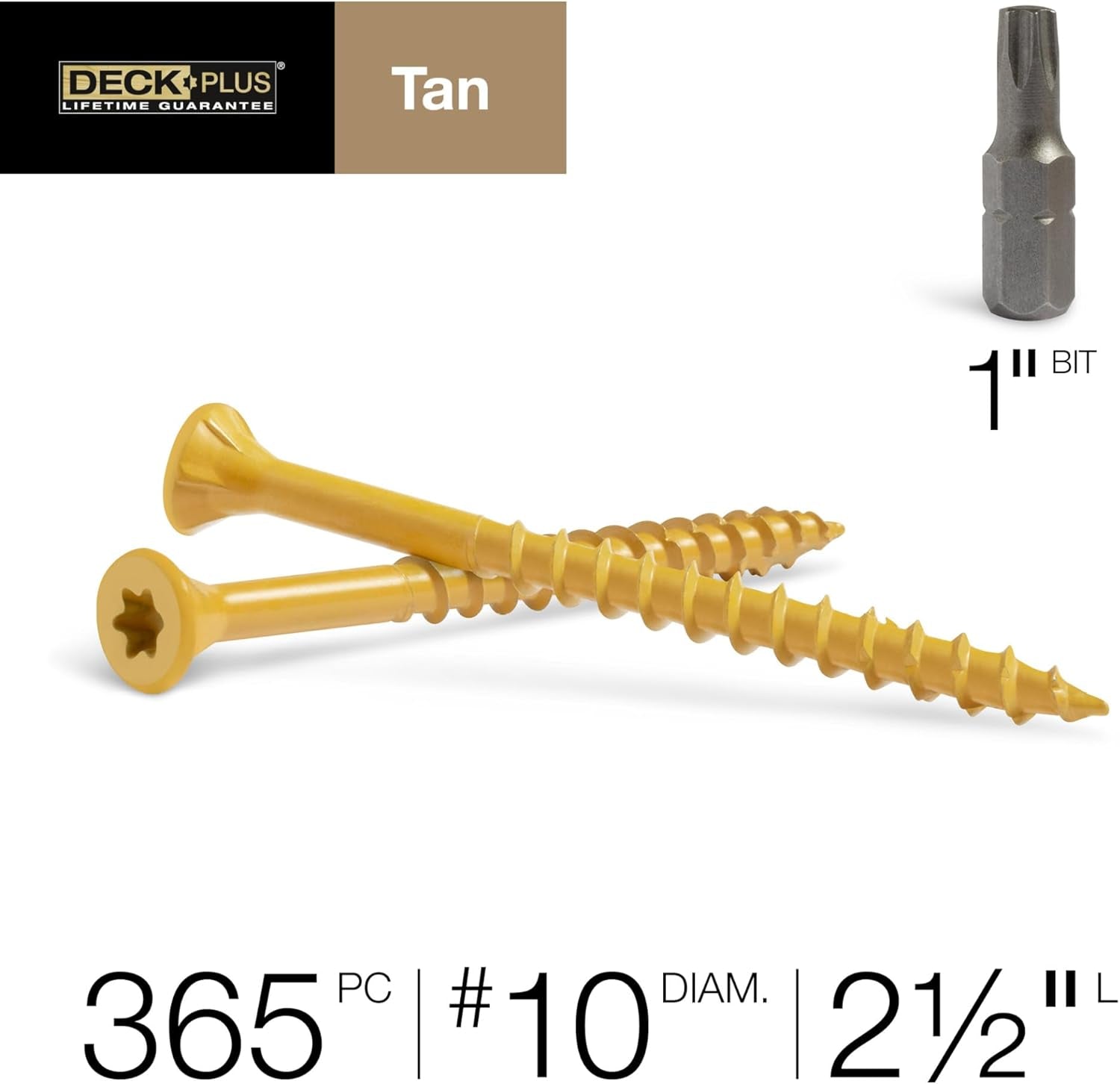 Wood Screws, Tan Exterior Screws, #10-2.5”, 5Lb Box, 48416