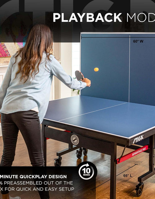 Load image into Gallery viewer, Advantage Professional Table Tennis Tables - Competition Indoor Design with Net &amp; Post - 10 Minute Easy Assembly Ping-Pong Table with Single Player Playback and Compact Storage
