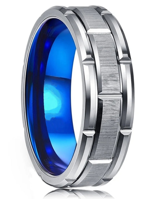 Load image into Gallery viewer, Modern Men 8MM Stainless Steel Ring Silver Color Brushed Double Groove Pattern Men'S Wedding Ring Party Jewelry for Women Gift
