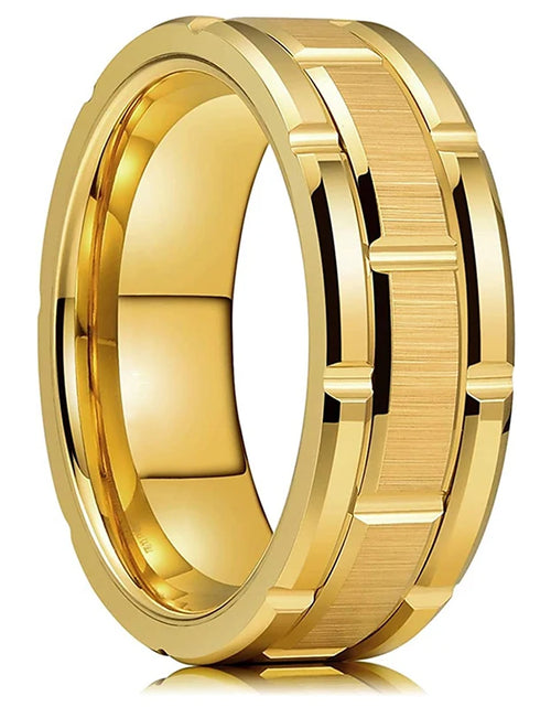 Load image into Gallery viewer, Modern Men 8MM Stainless Steel Ring Silver Color Brushed Double Groove Pattern Men'S Wedding Ring Party Jewelry for Women Gift
