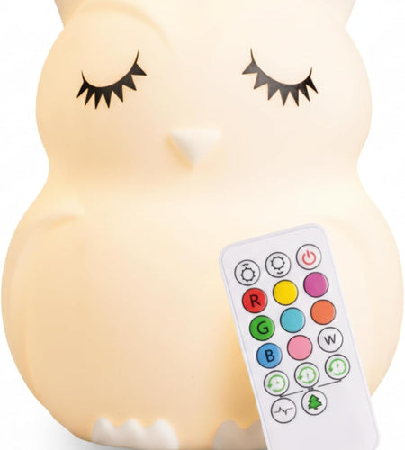 Silicone Night Light for Kids, Bear - 9 Soft Colors, Remote Sleep Timer - Rechargeable, Battery-Operated Light for Toddler, Baby, Girls, Boys - Bedroom, Nursery