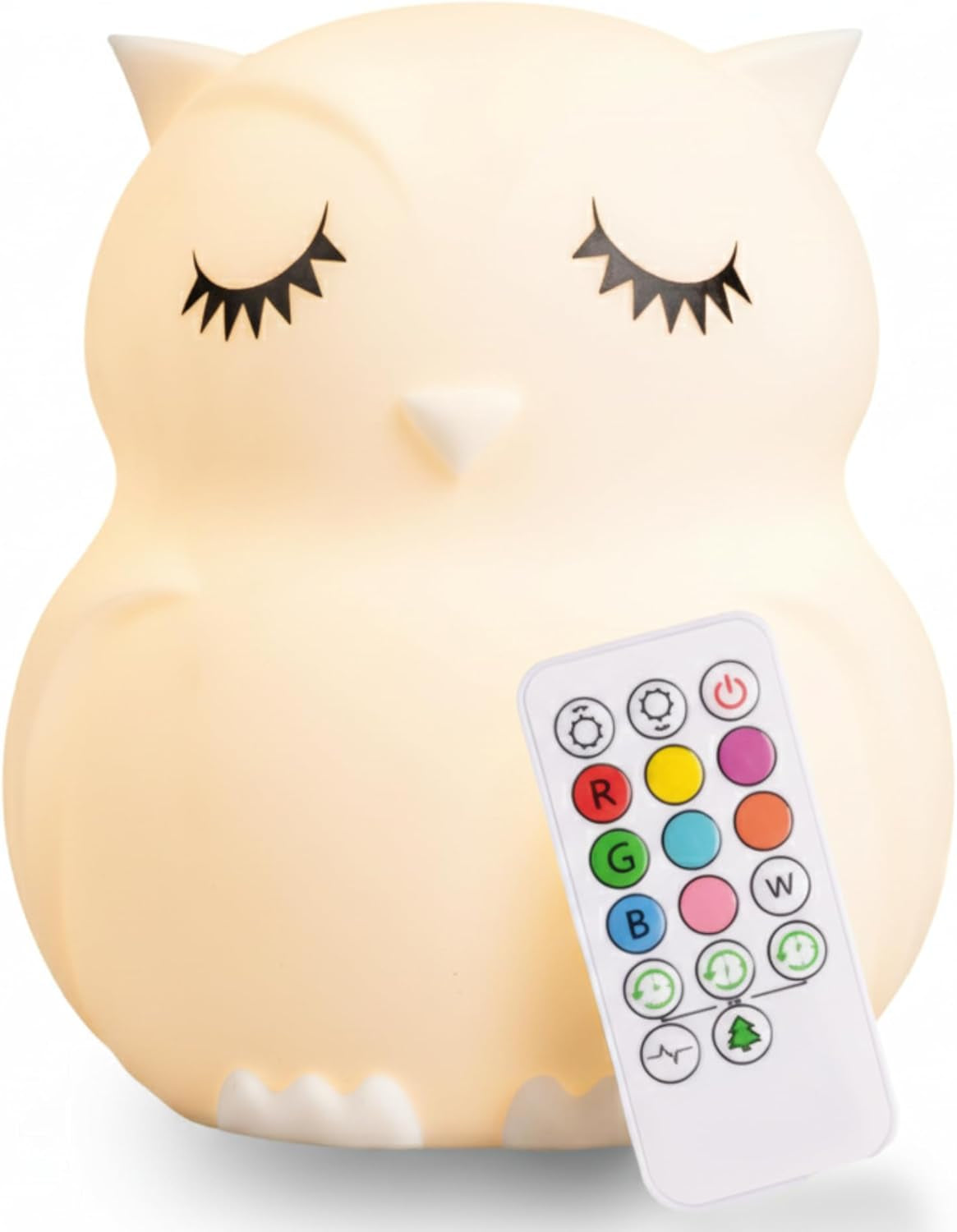 Silicone Night Light for Kids, Bear - 9 Soft Colors, Remote Sleep Timer - Rechargeable, Battery-Operated Light for Toddler, Baby, Girls, Boys - Bedroom, Nursery