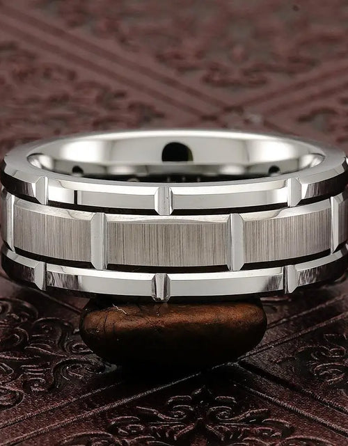 Load image into Gallery viewer, Modern Men 8MM Stainless Steel Ring Silver Color Brushed Double Groove Pattern Men'S Wedding Ring Party Jewelry for Women Gift
