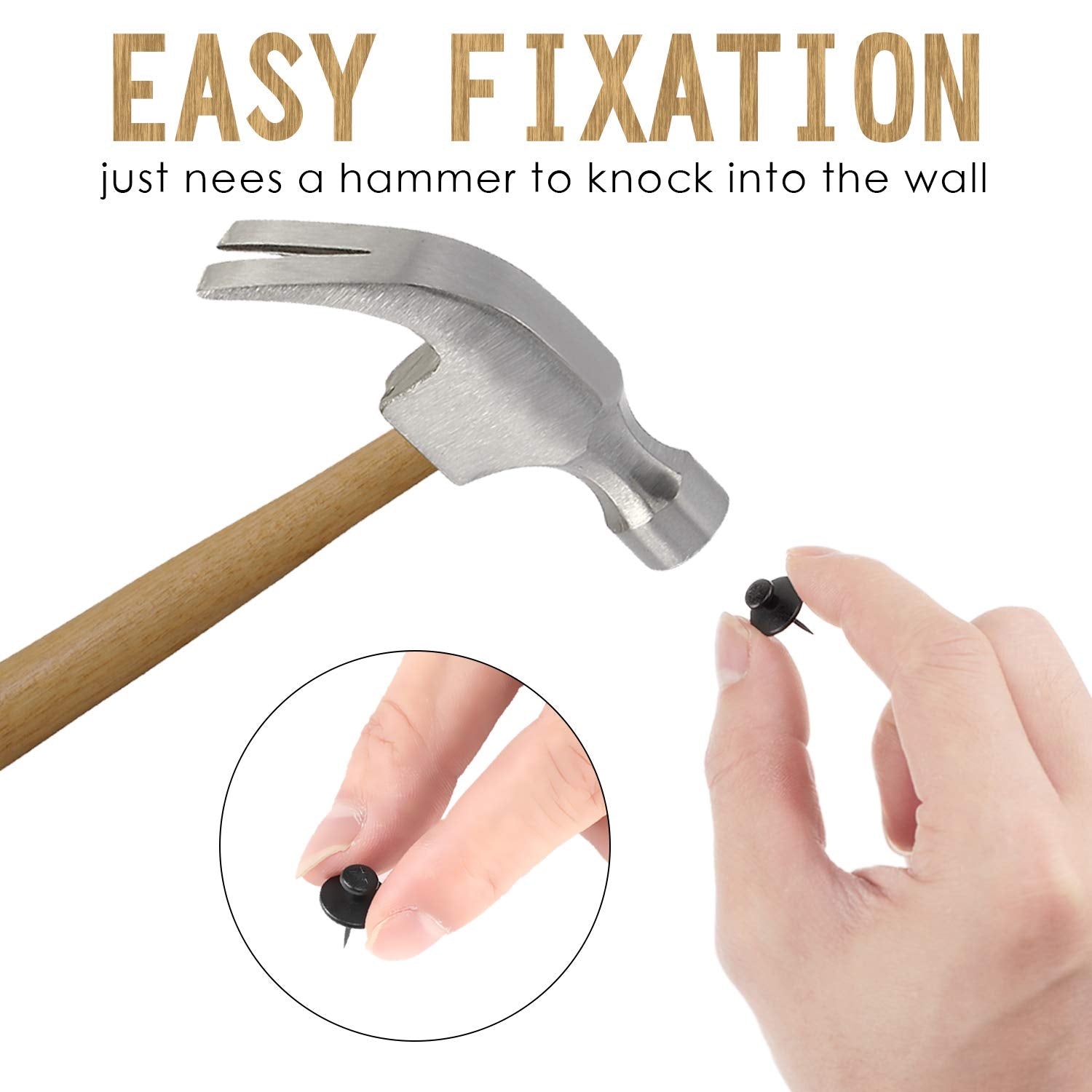 Double-Headed Picture Hangers Nails Small Head Hanging Nails Picture Photo Hanging Hook Pins for Home Office Hanging Picture Photo Decorations (Black,50 Pieces)