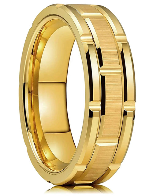 Load image into Gallery viewer, Modern Men 8MM Stainless Steel Ring Silver Color Brushed Double Groove Pattern Men'S Wedding Ring Party Jewelry for Women Gift
