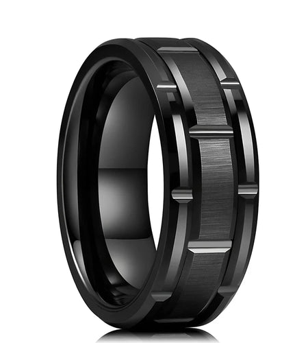 Modern Men 8MM Stainless Steel Ring Silver Color Brushed Double Groove Pattern Men'S Wedding Ring Party Jewelry for Women Gift