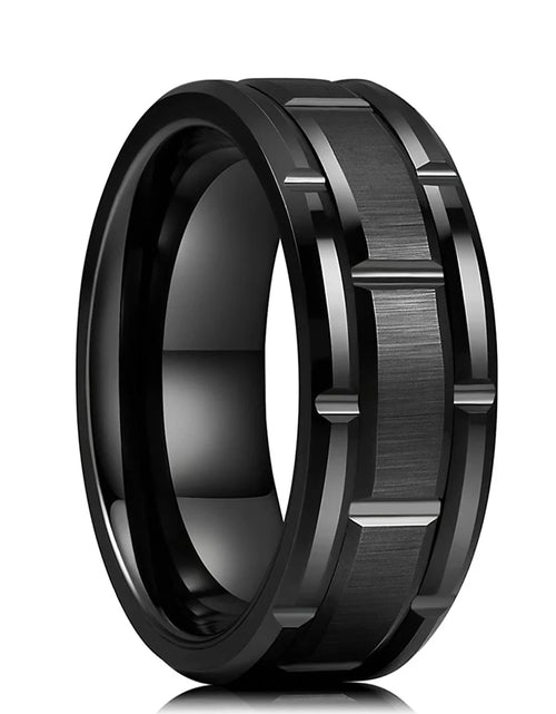Load image into Gallery viewer, Modern Men 8MM Stainless Steel Ring Silver Color Brushed Double Groove Pattern Men'S Wedding Ring Party Jewelry for Women Gift
