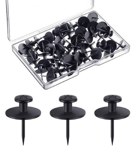 Double-Headed Picture Hangers Nails Small Head Hanging Nails Picture Photo Hanging Hook Pins for Home Office Hanging Picture Photo Decorations (Black,50 Pieces)